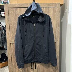 REI Co-OP Men’s Small Full Zip Hoodie Jacket Gray/Blue‎
